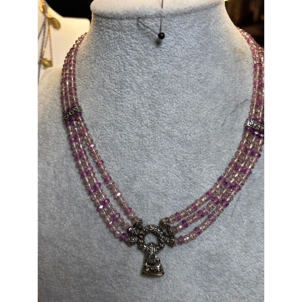 #7. Multi-strand Pink & Purple Beaded Necklacec